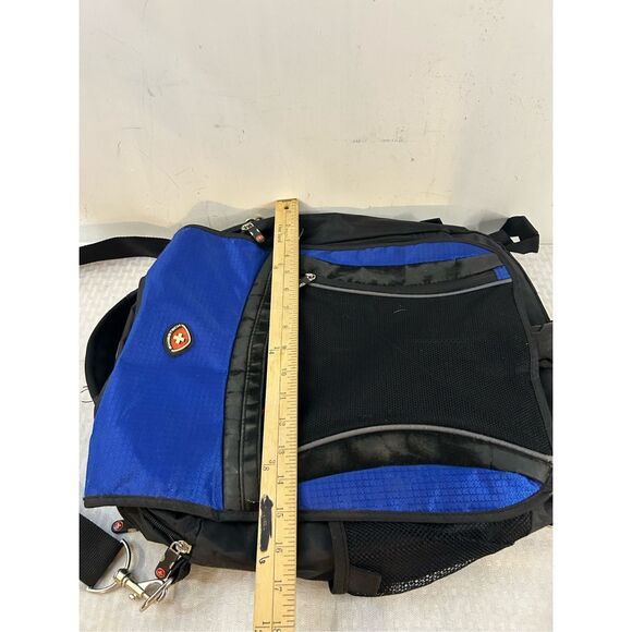 Swiss+Tech Messenger Backpack Bag Blue/Blk 16x18" - Picture 8 of 10